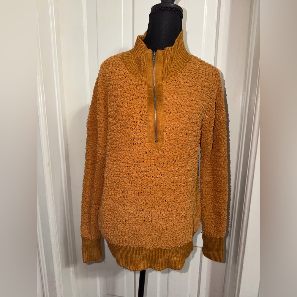 Women's Orange Half-Zip Sweater, women's‎ medium pullover sweater hoodie soft